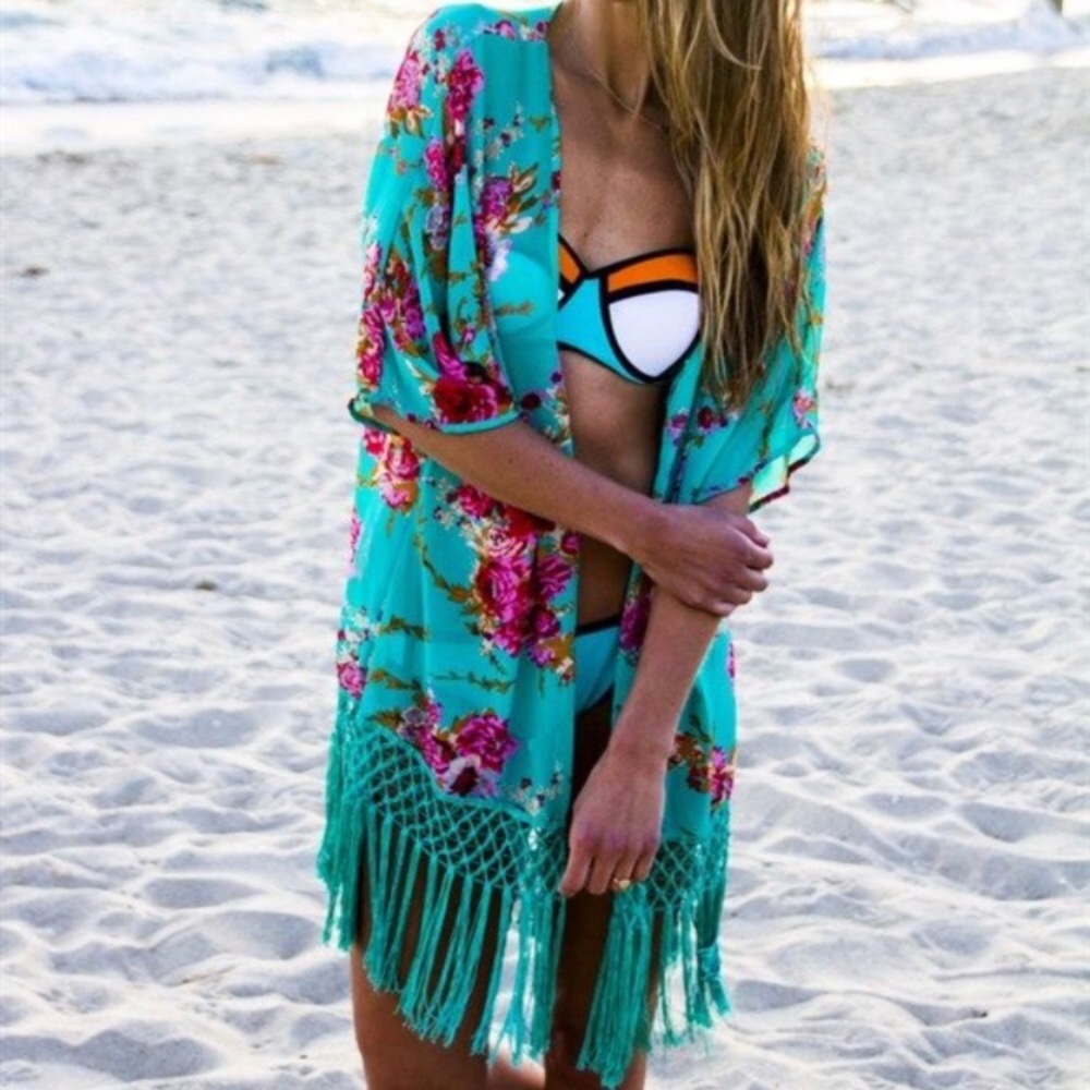 Floral Teal Kimono